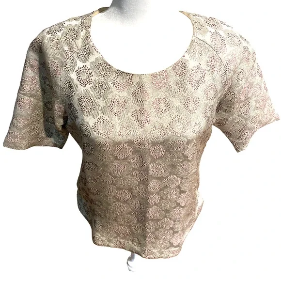 J. Crew Silk Blend Gold Metallic Shimmering Top NWT Size 4 - Picture 6 of 11